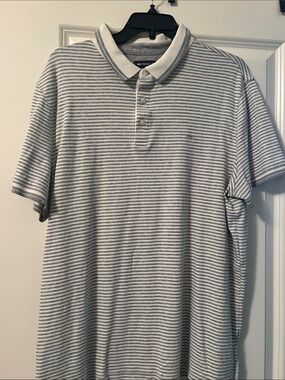 Michael Kors Men’s Gray & White Striped Polo Shirt large